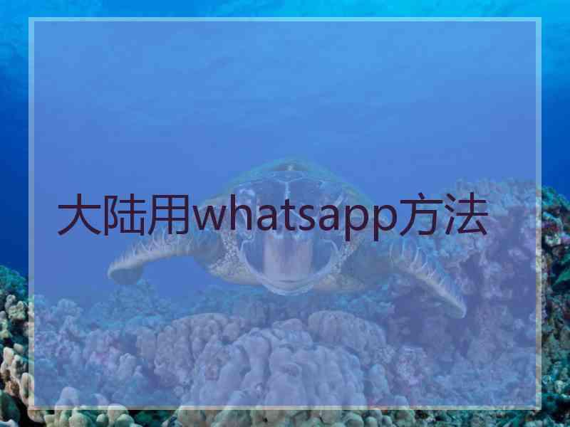 大陆用whatsapp方法