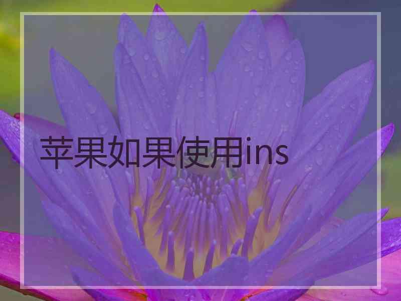 苹果如果使用ins